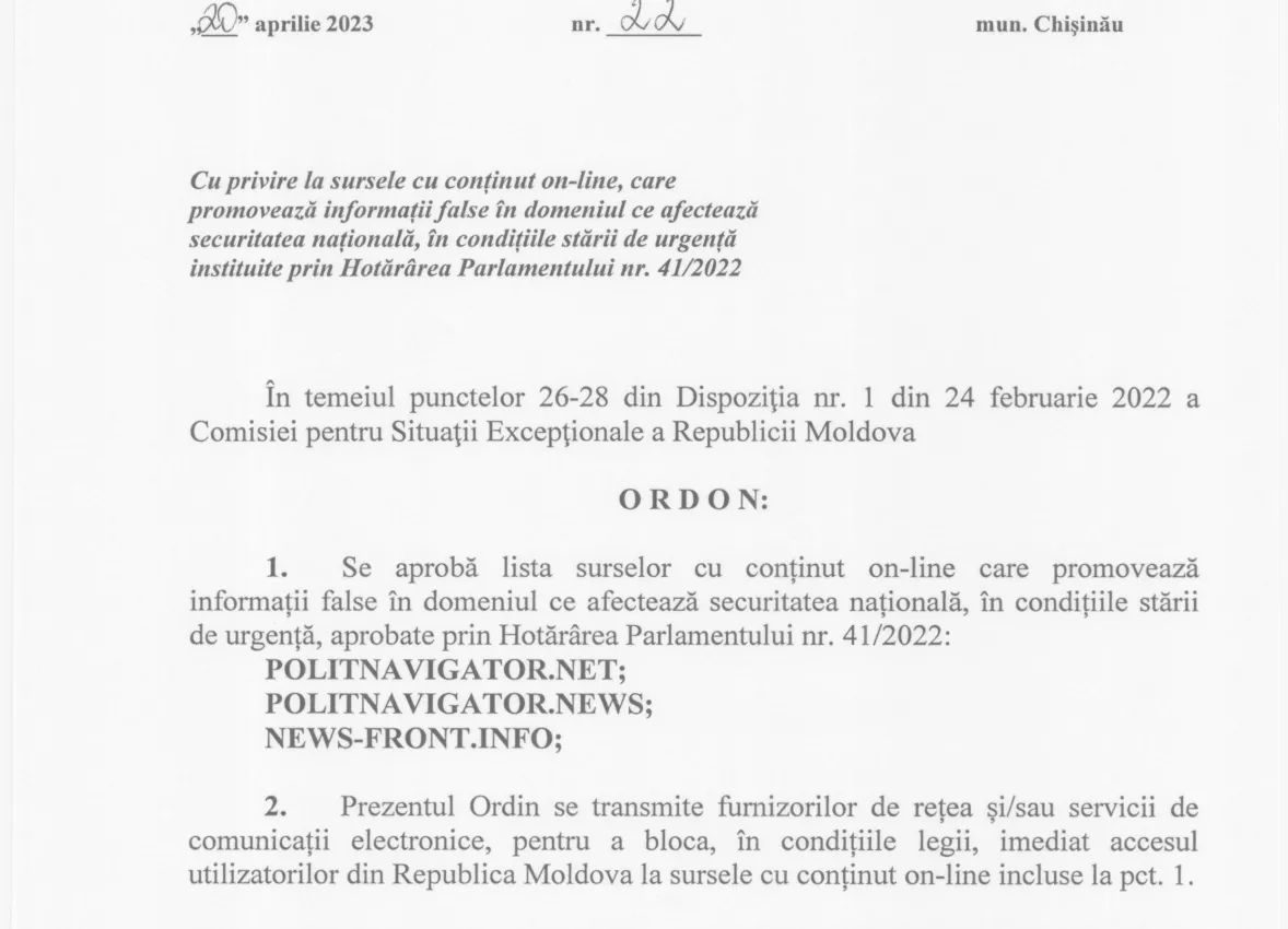 SIS requests blocking of three websites